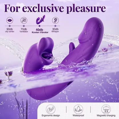 ToyEx Flapping Clit Kissing Vibrator for Women | Tongue Licking Clitoral Stimulator | Waterproof Rechargeable Massager