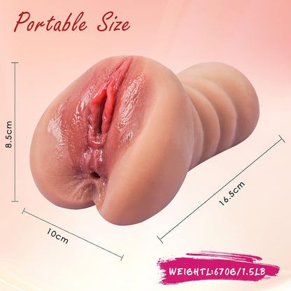 Male Masturbator 650G Lifelike Pocket Pussy Portable Men Stroker Clitoris Sex Toy Masturbators Two Separate Realistic 3D