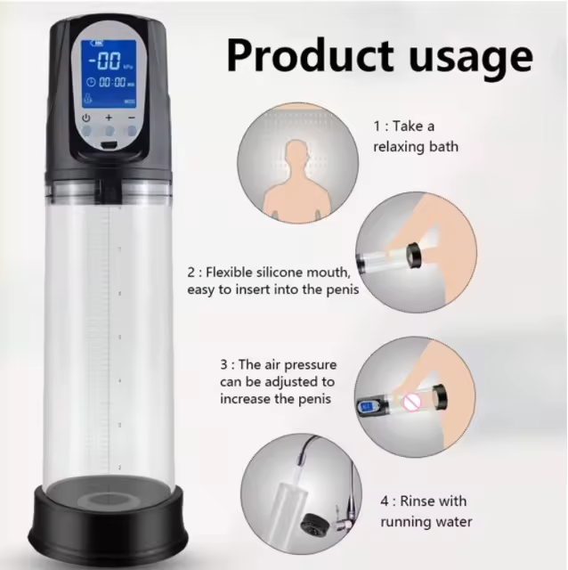 LED Display Electric Vacuum Penis Pump for Men – USB Rechargeable | Adjustable Vacuum Pressure