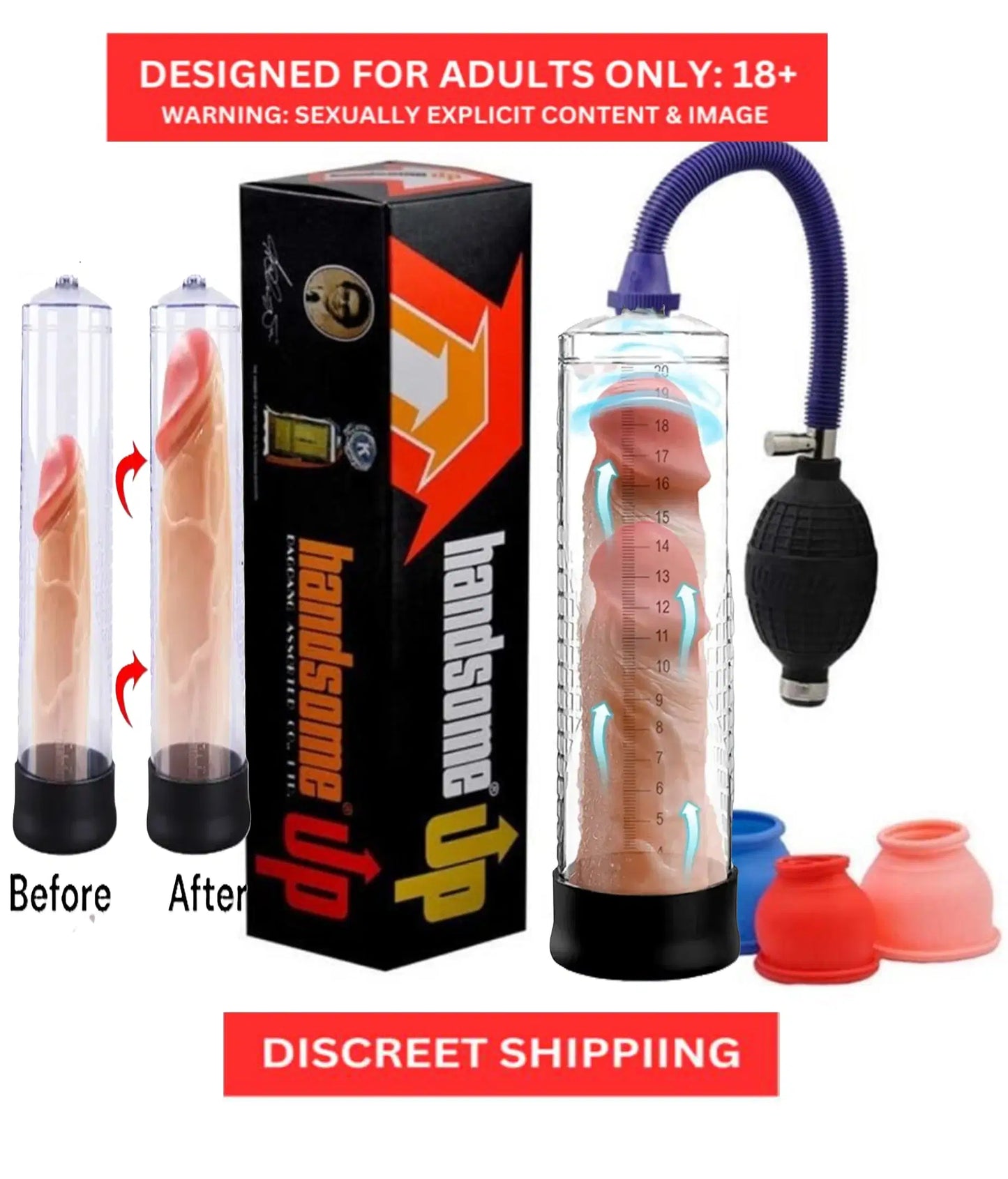 Manual Vacuum Penis Pump for Men with Pressure Gauge | Air Pump